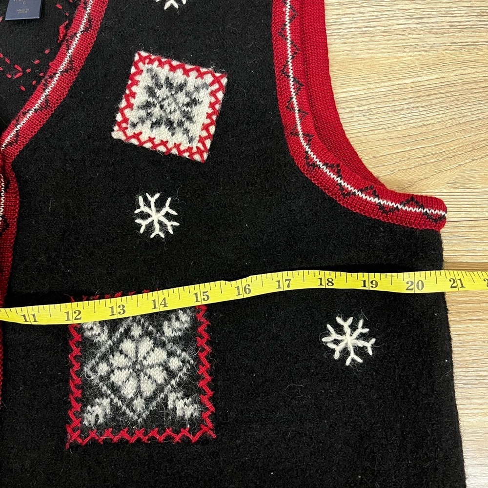 Vintage 90s Woolrich Winter Holiday Snowflake Christmas Picture Knit Vest Size L - Picture 5 of 7